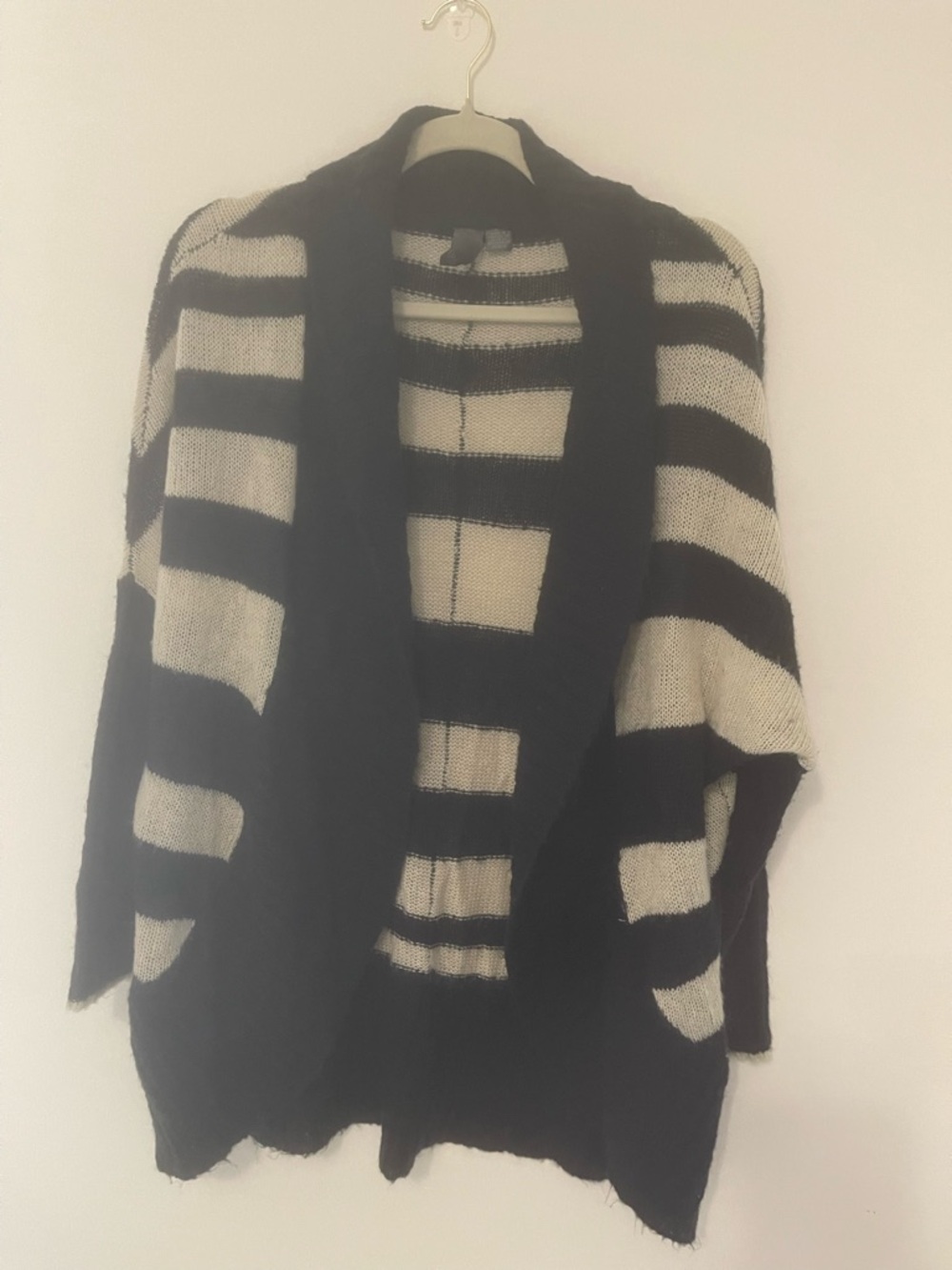 Quinn Navy & Cream Striped Open Shawl Cardigan